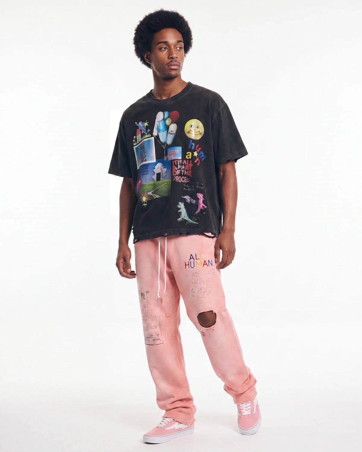 All Human Rehab Sweatpants Pink Wash