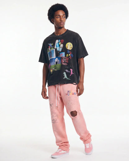 All Human Rehab Sweatpants Pink Wash