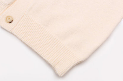 AMRI Cotton V-Neck Bones Cardigan Sweater Apricot