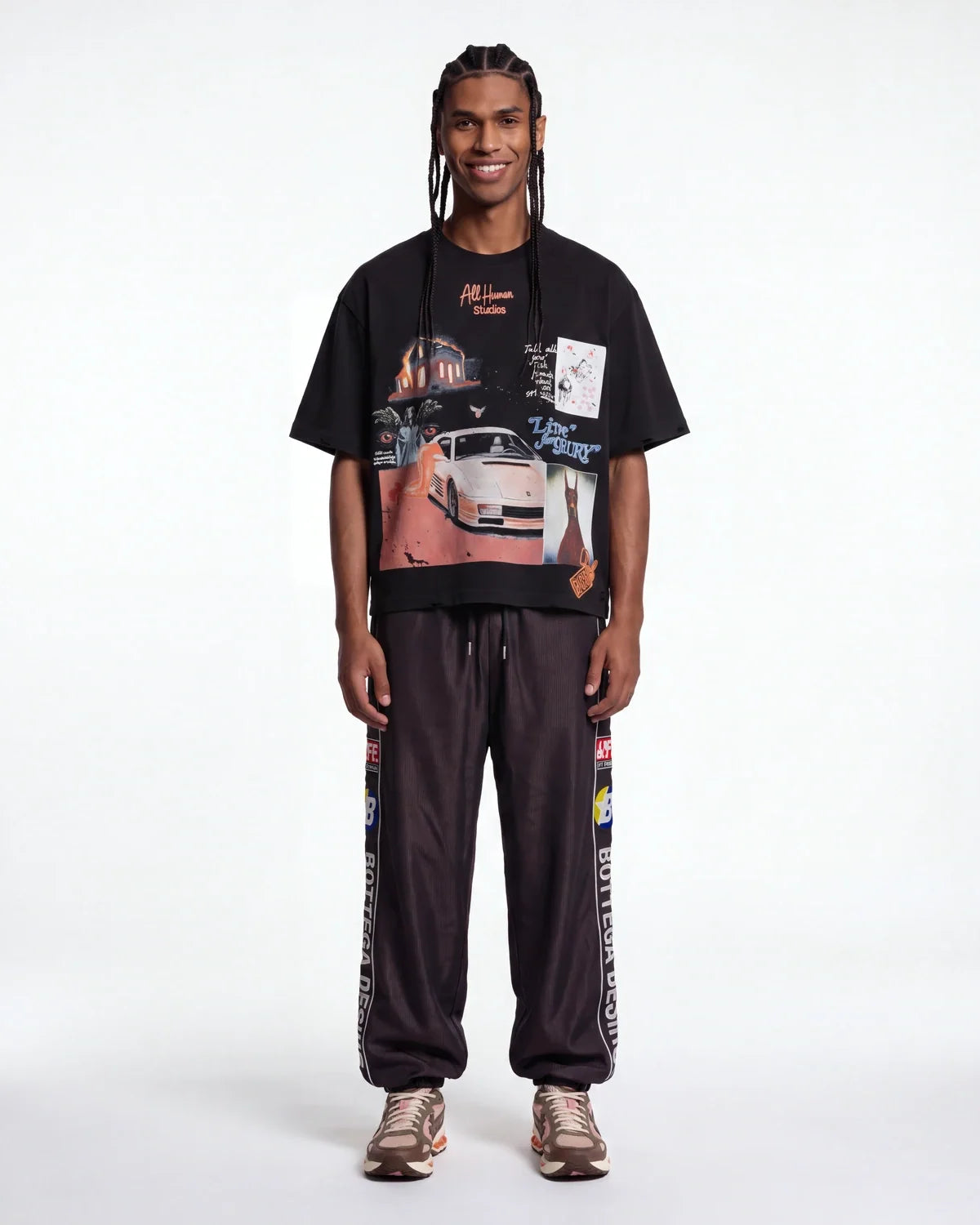 All Human White Ferrari V2 Tee Black
