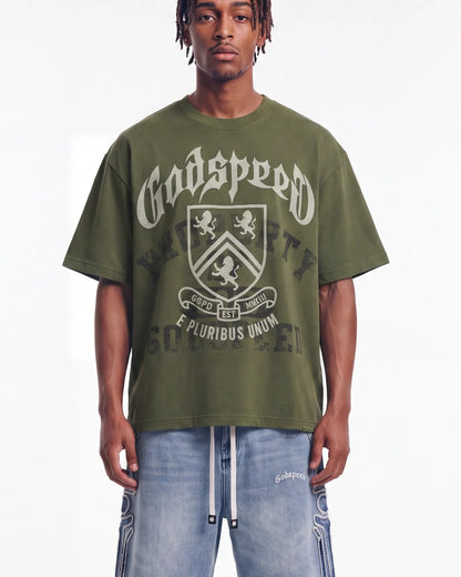 Godspeed Collegiate Tee Olive Wash