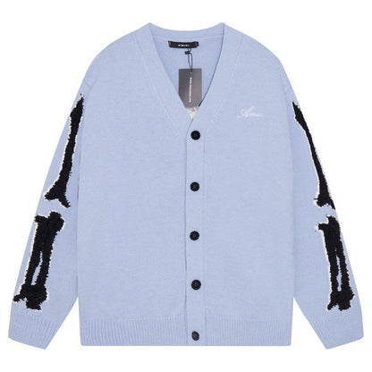 AMRI Cotton V-Neck Bones Cardigan