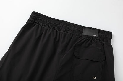 AMRI Pool Cue Straight-Leg Mid-Length Logo-Print Swim Shorts