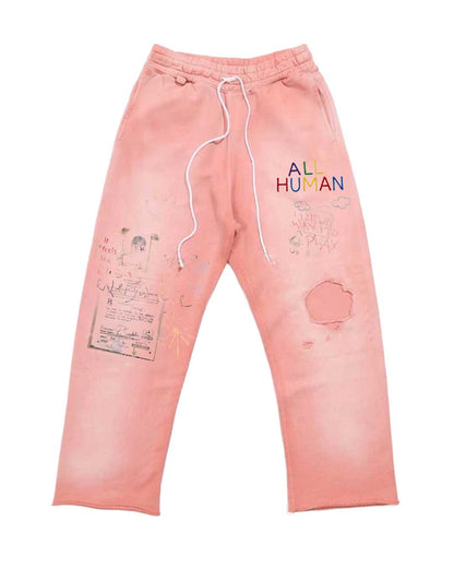 All Human Rehab Sweatpants Pink Wash
