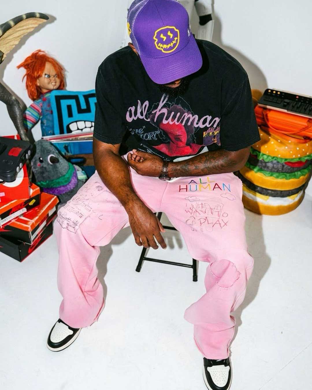All Human Rehab Sweatpants Pink Wash