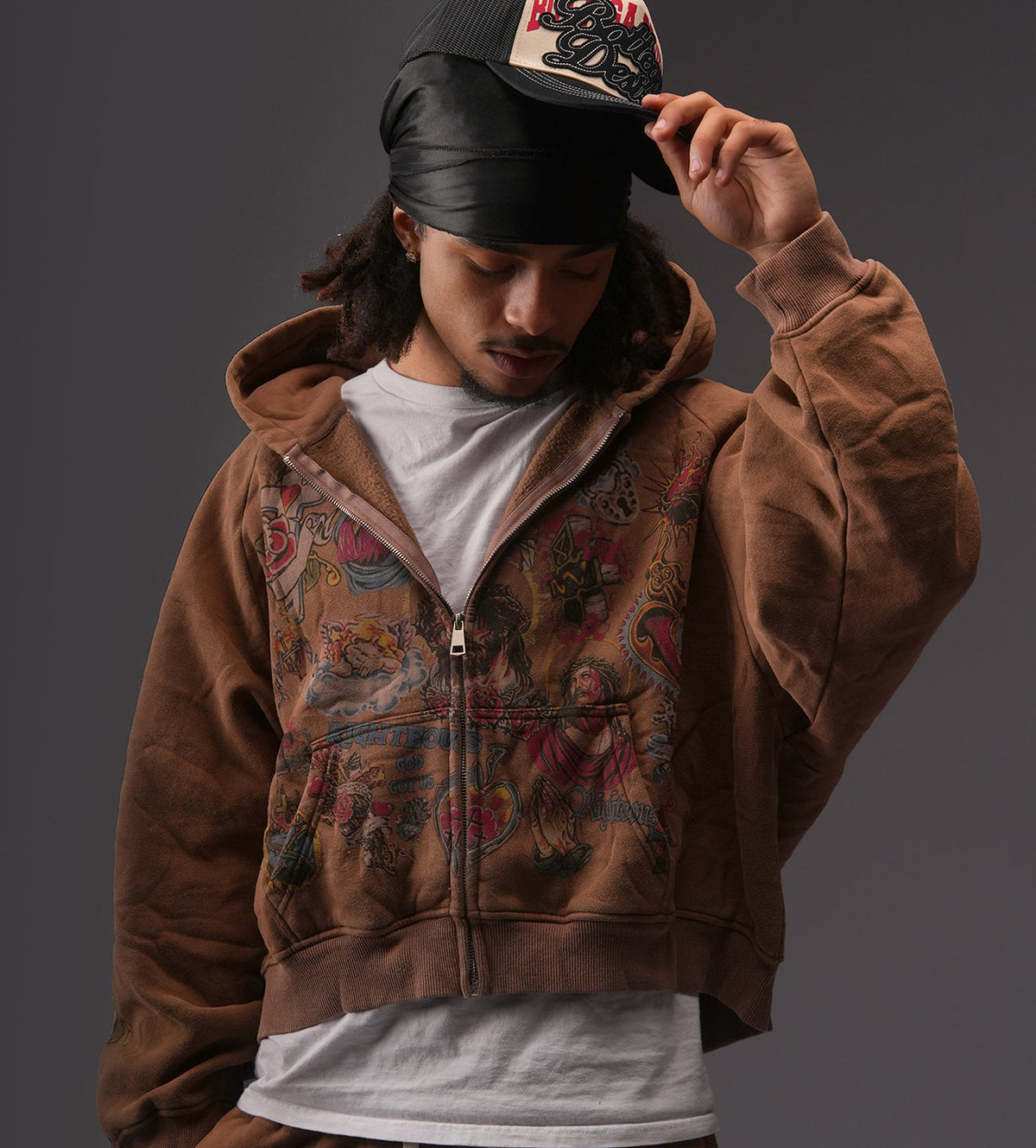 Righteous Risen King Zip Up Hoodie Brown